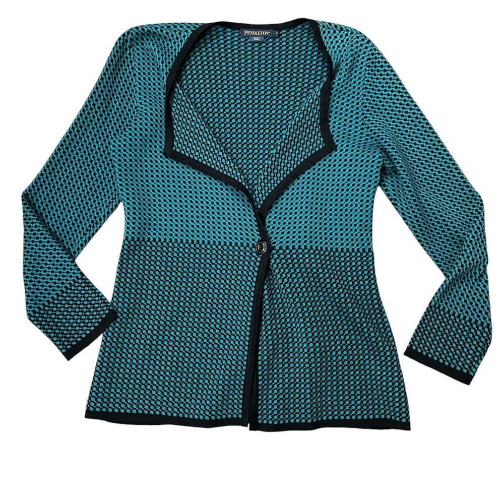 Pendleton Cotton Houndstooth Womens Cardigan Sz S… - image 1